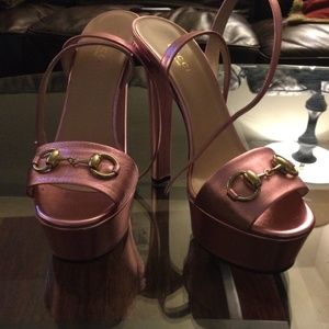 Gucci Platform Metallic Pink High Heel AUTHENTIC**
